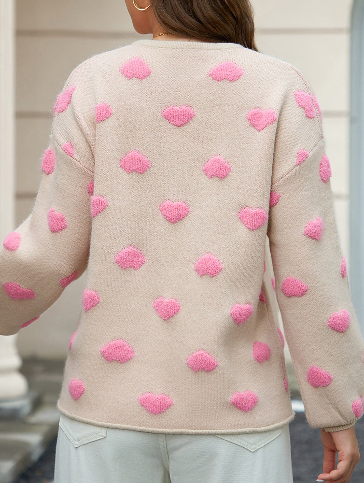 Stylish round neck single-breasted knit cardigan