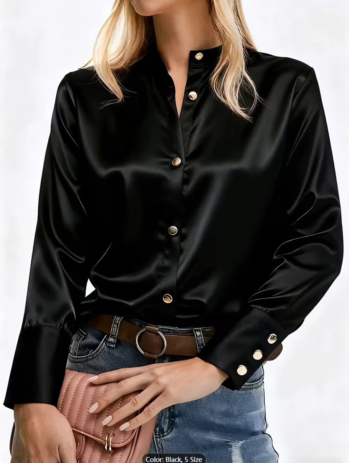 Casual stand-up collar top/shirt_CWOCAL01496