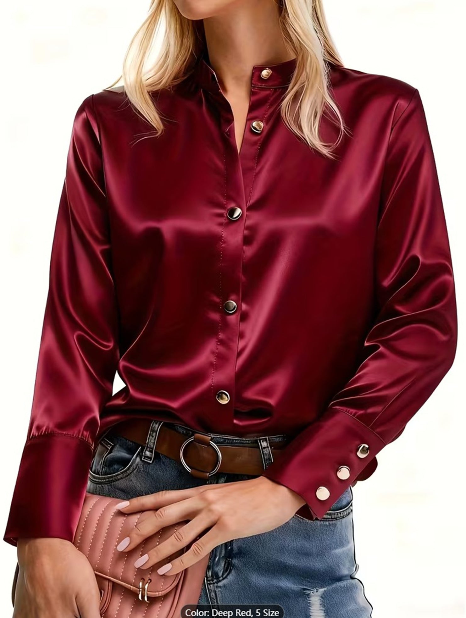 Casual stand-up collar top/shirt_CWOCAL01496