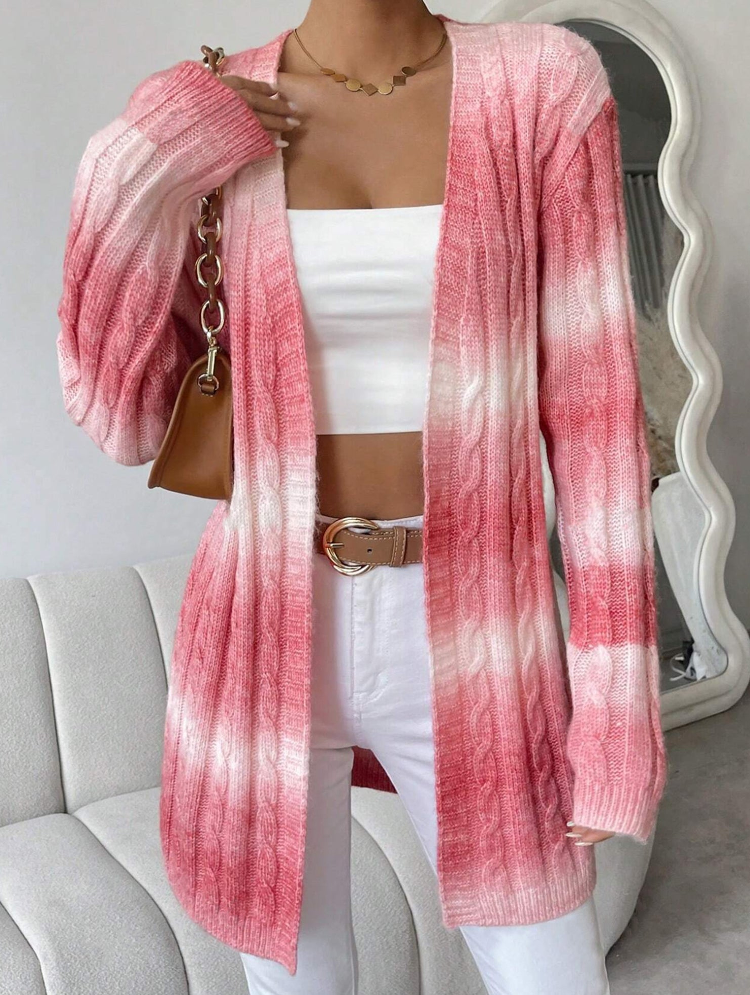 Striped gradient rainbow knit cardigan