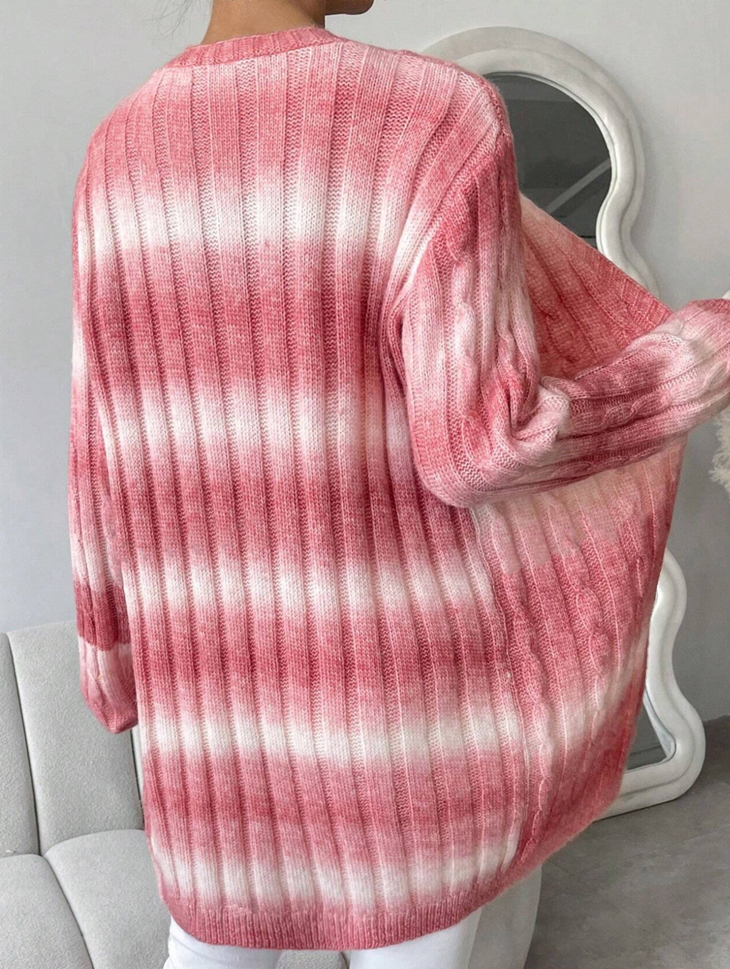 Striped gradient rainbow knit cardigan
