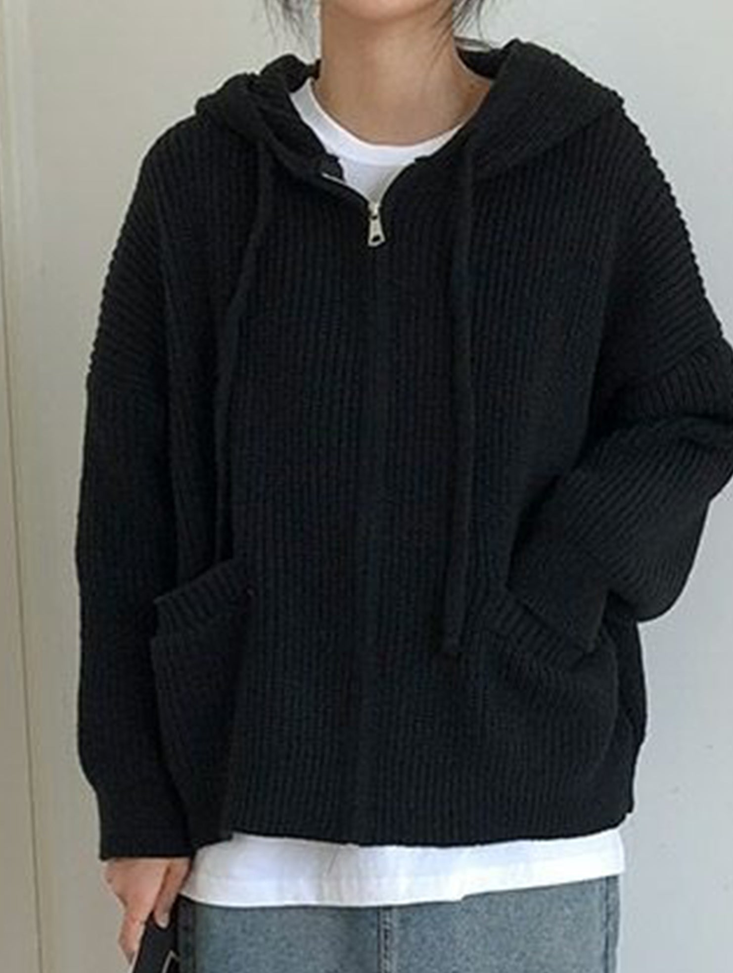 Retro-style relaxed knit cardigan