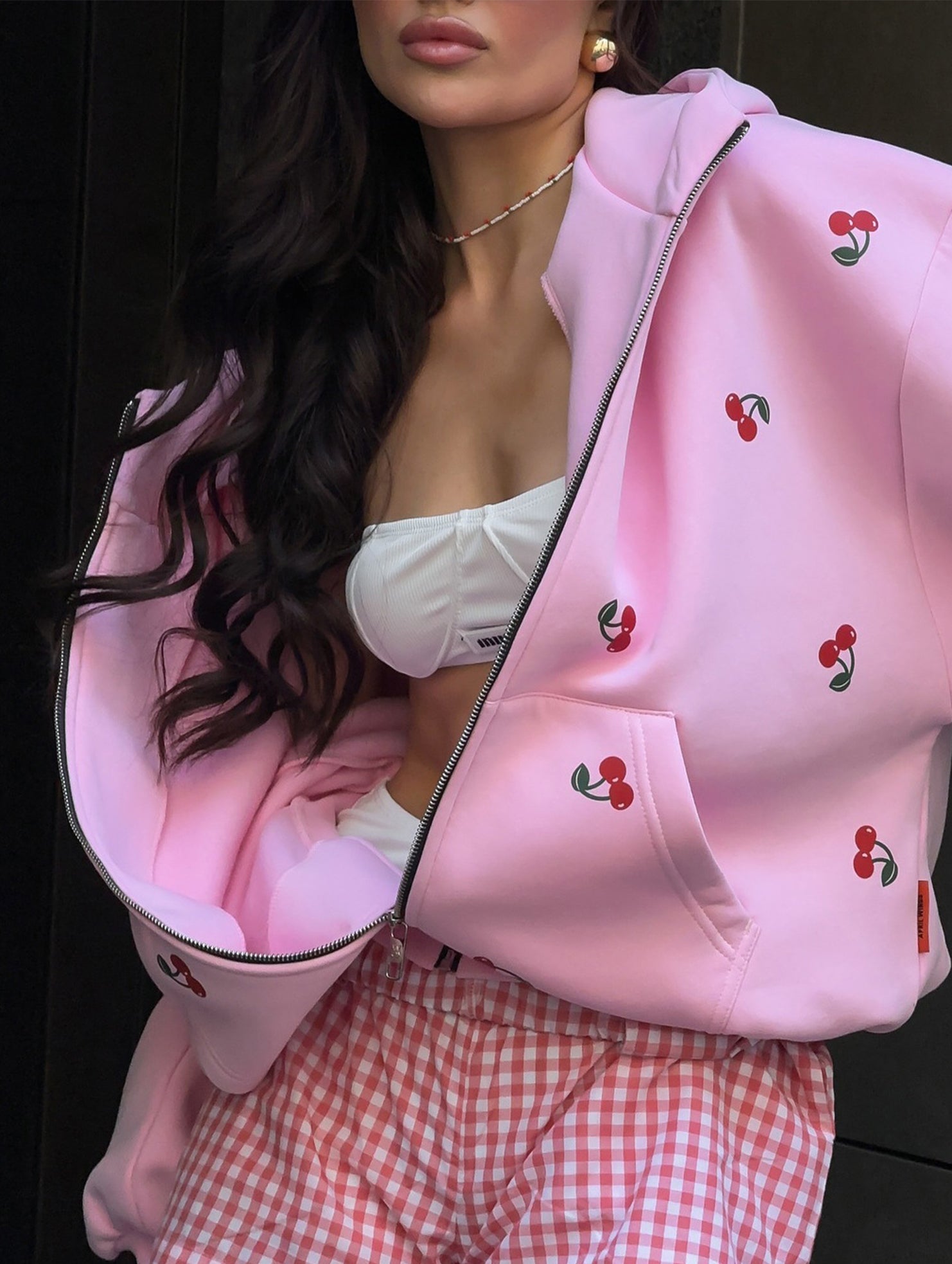 Stylish Cherry Print Hoodie