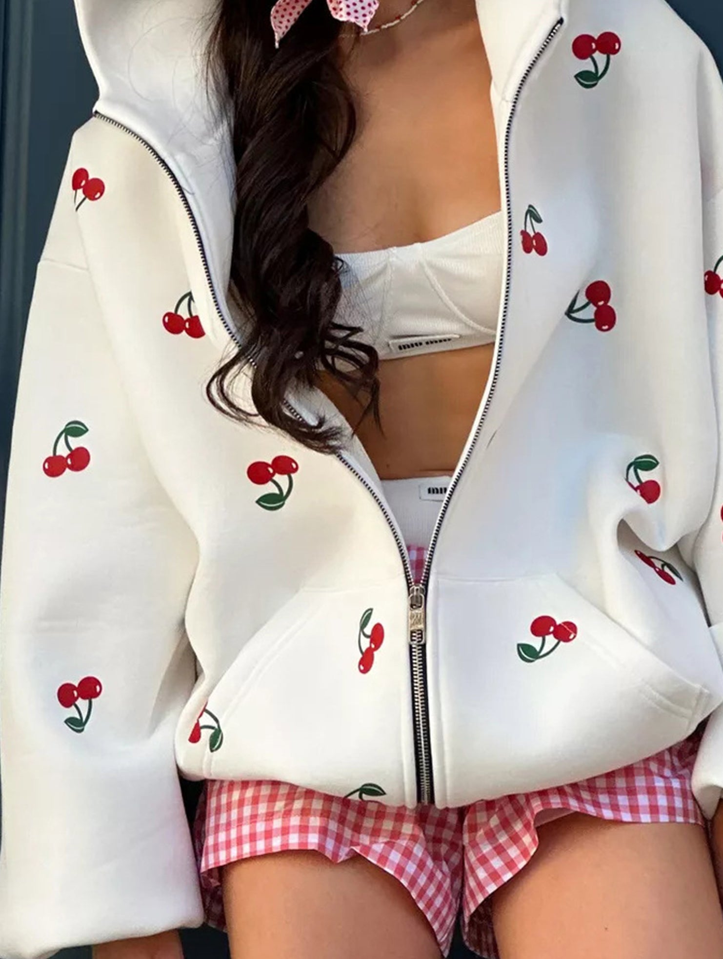 Stylish Cherry Print Hoodie