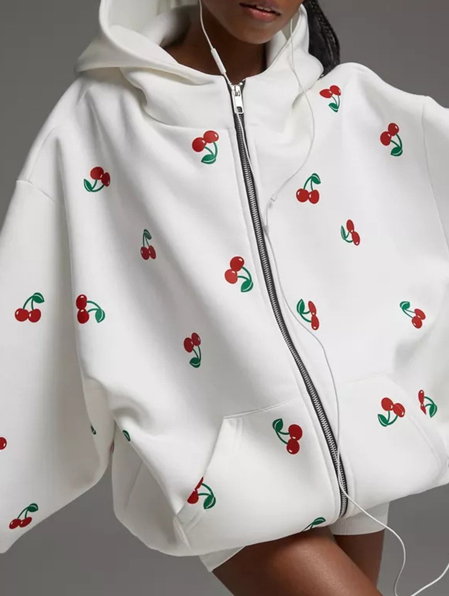 Stylish Cherry Print Hoodie