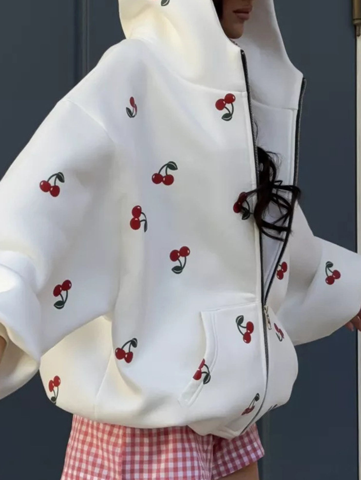 Stylish Cherry Print Hoodie