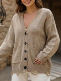 Vintage distressed washed and ripped knit cardigan