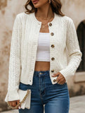 Gentle cable knit openwork cardigan