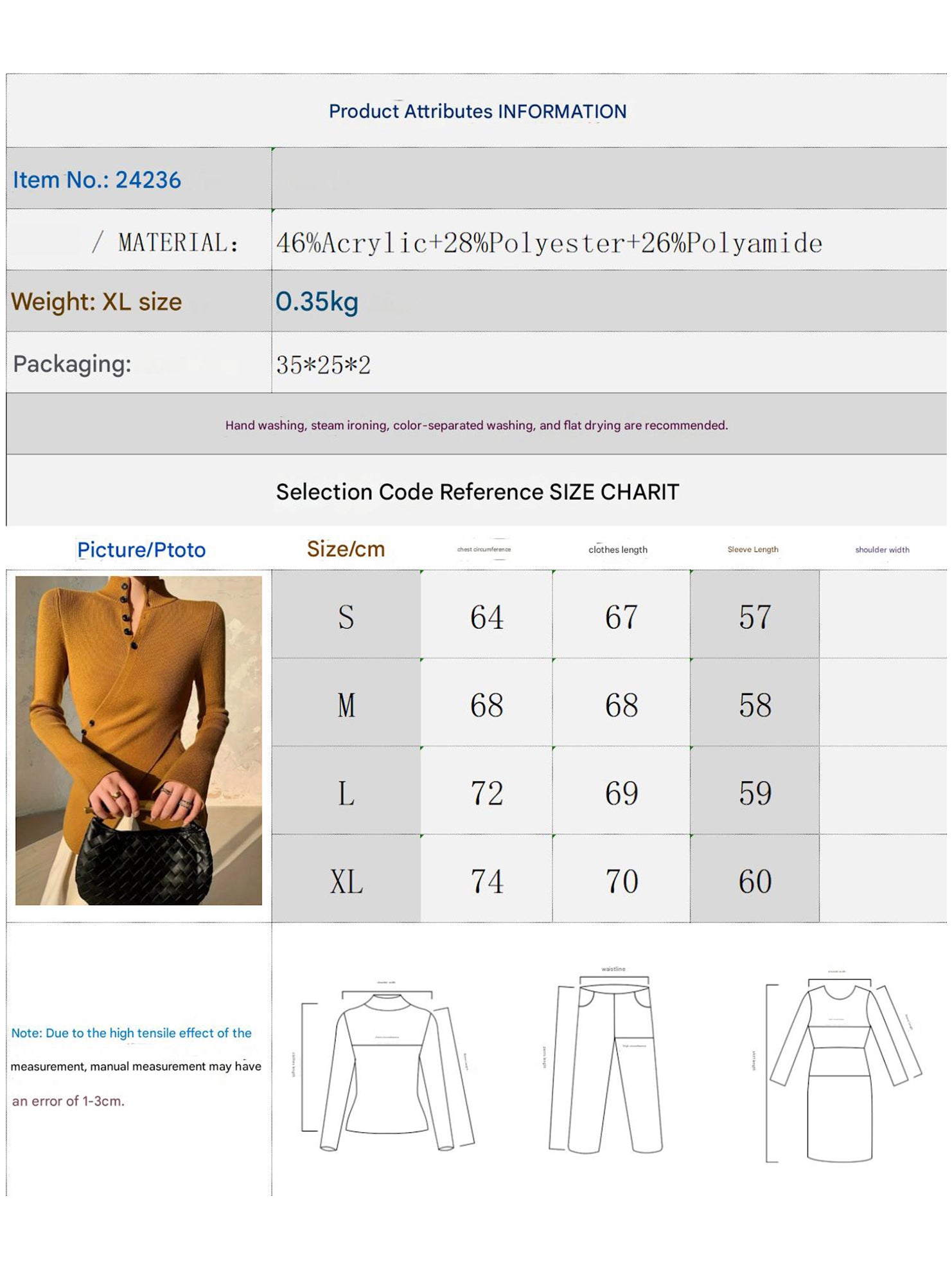 Asymmetric High Neck Knit Top Long Sleeve_CWOCAL01571