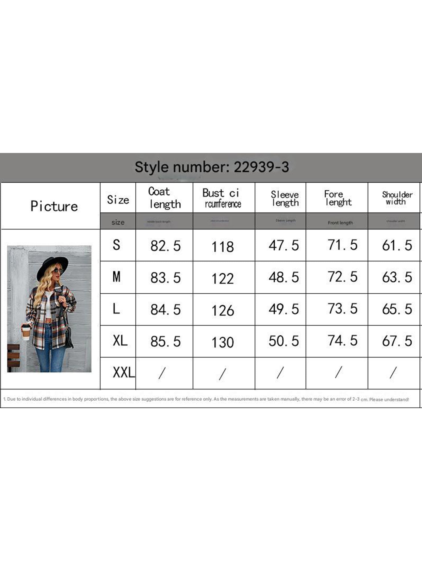 Long-sleeved cardigan collared loose plaid wool shirt