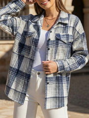 Collared button-down plaid casual woolen shirt_CWOCAL01573