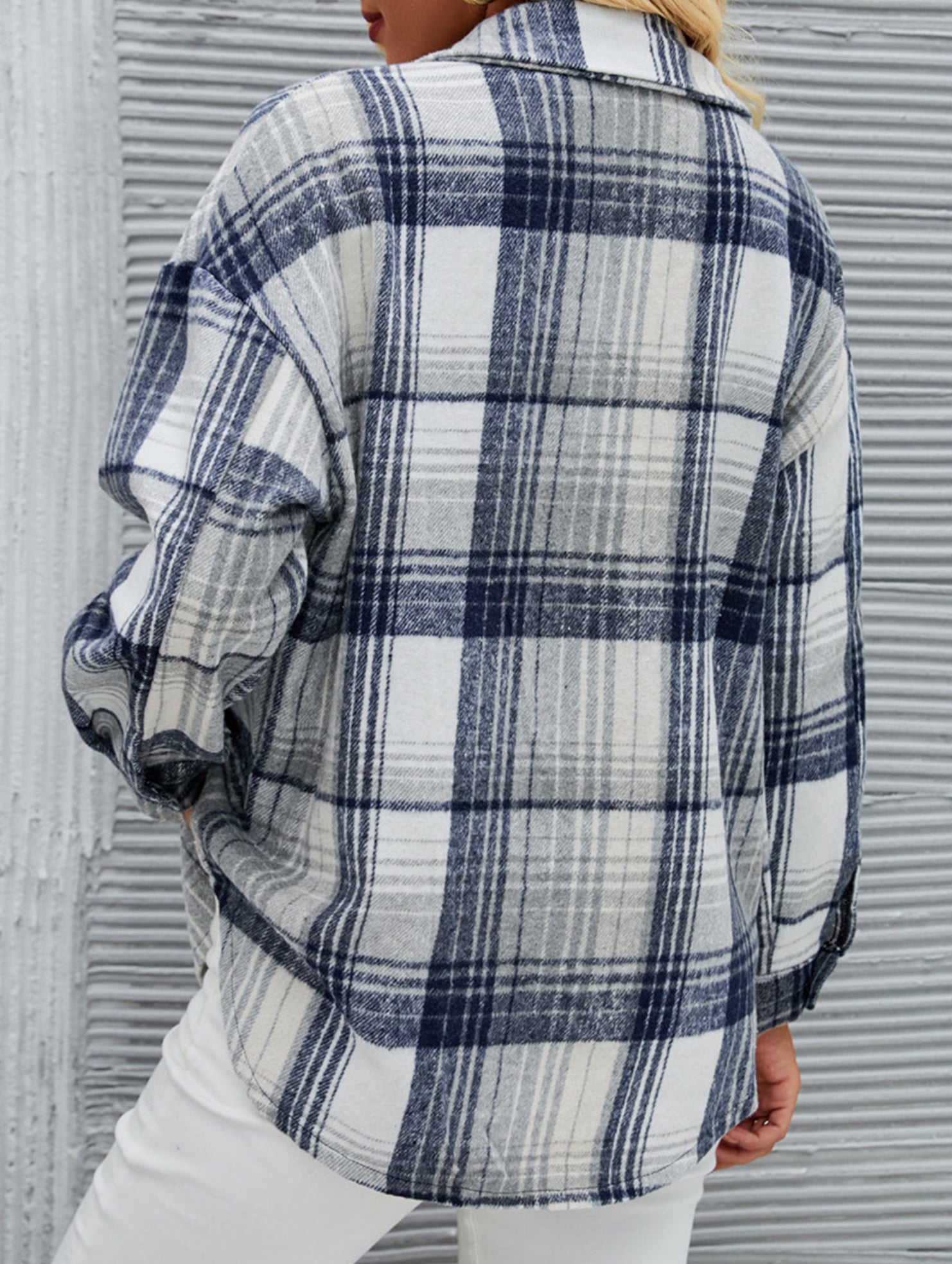 Collared button-down plaid casual woolen shirt_CWOCAL01573