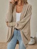 Solid color mid-length knitted cardigan