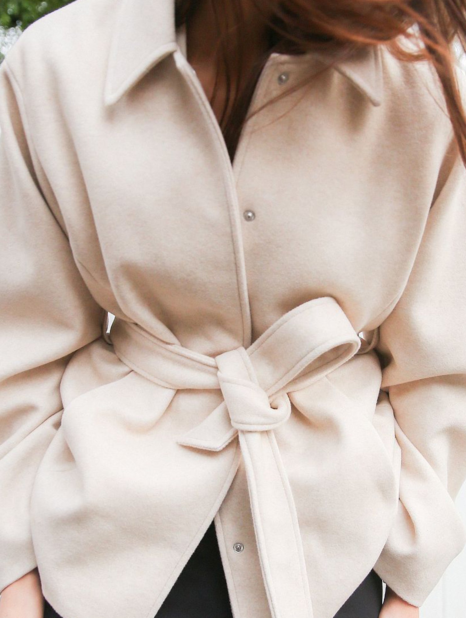 Solid Lapel Button Wool Blend Belt Coat_CWOCAL01727