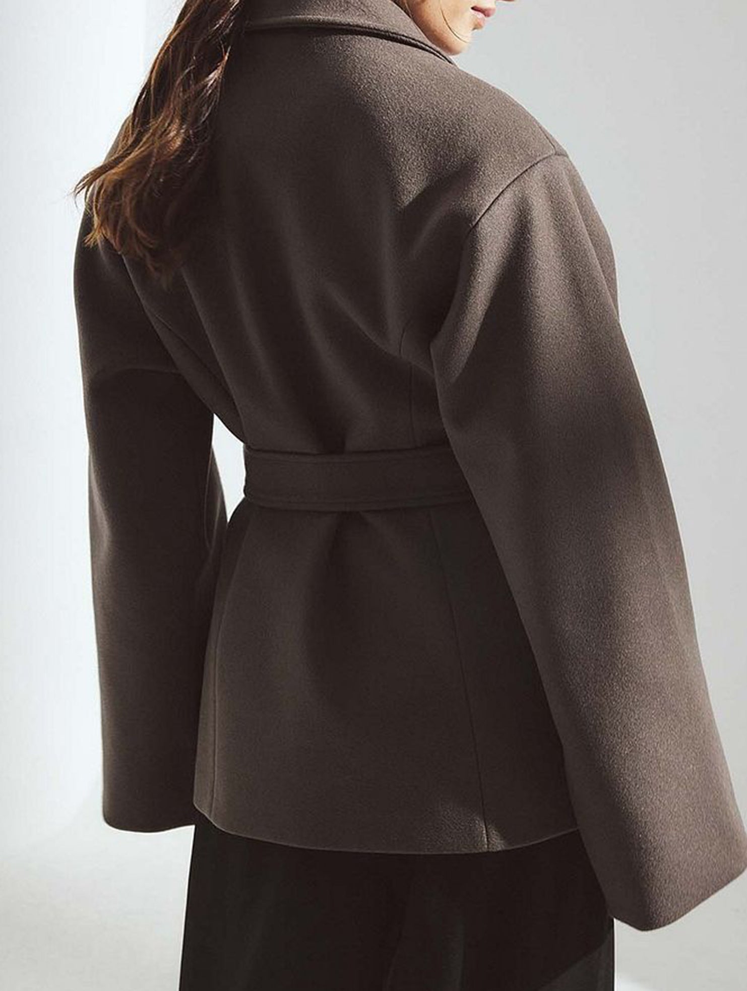 Solid Lapel Button Wool Blend Belt Coat_CWOCAL01727
