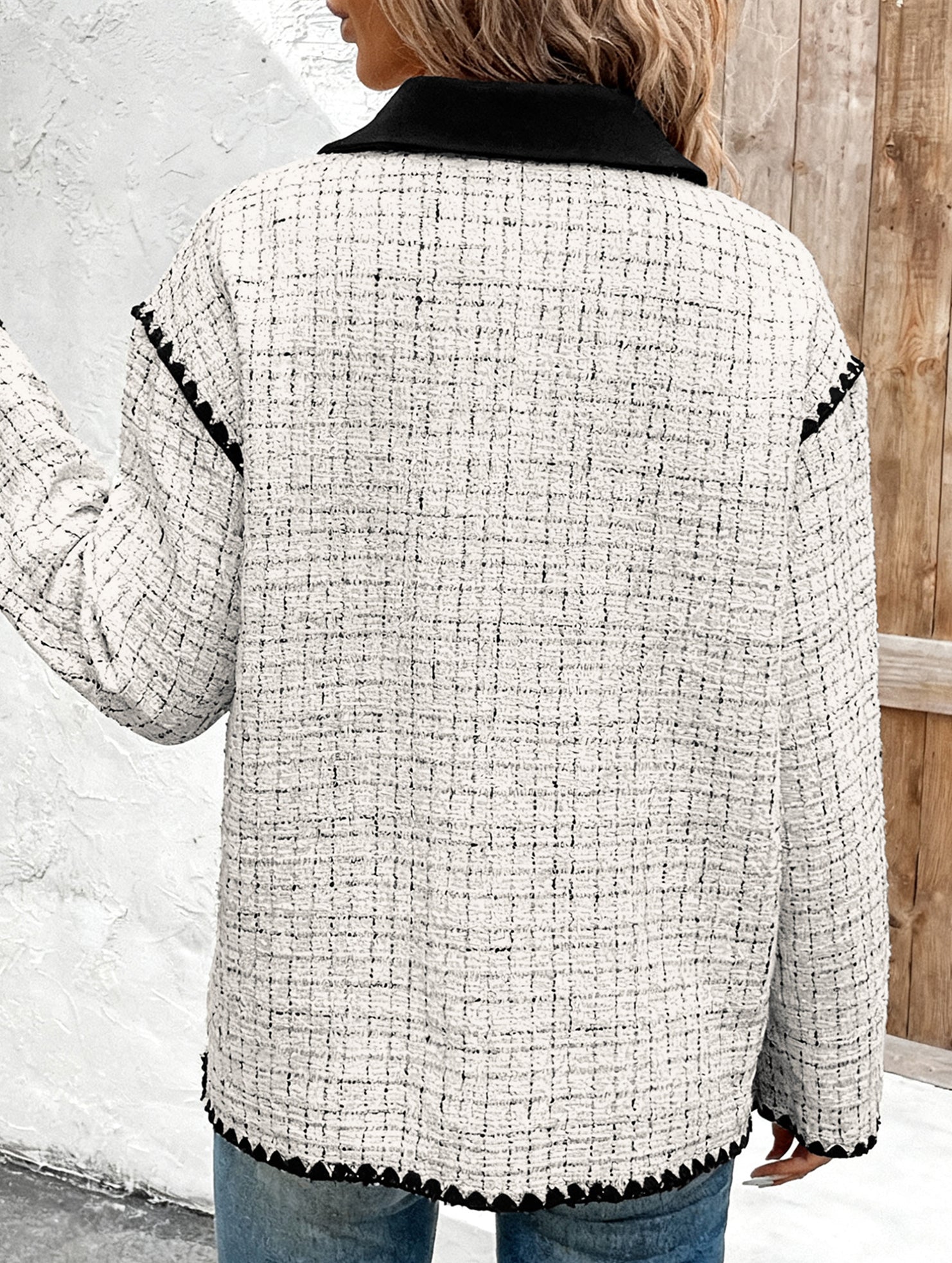 Plaid Elegant Office Outerwear Jacket_CWOCAL01736
