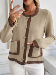 Vintage Color Block Knit Cardigan Jacket_CWOCAL01737