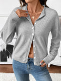 Solid Color Button Knit Cardigan Sweater_CWOCAL01739
