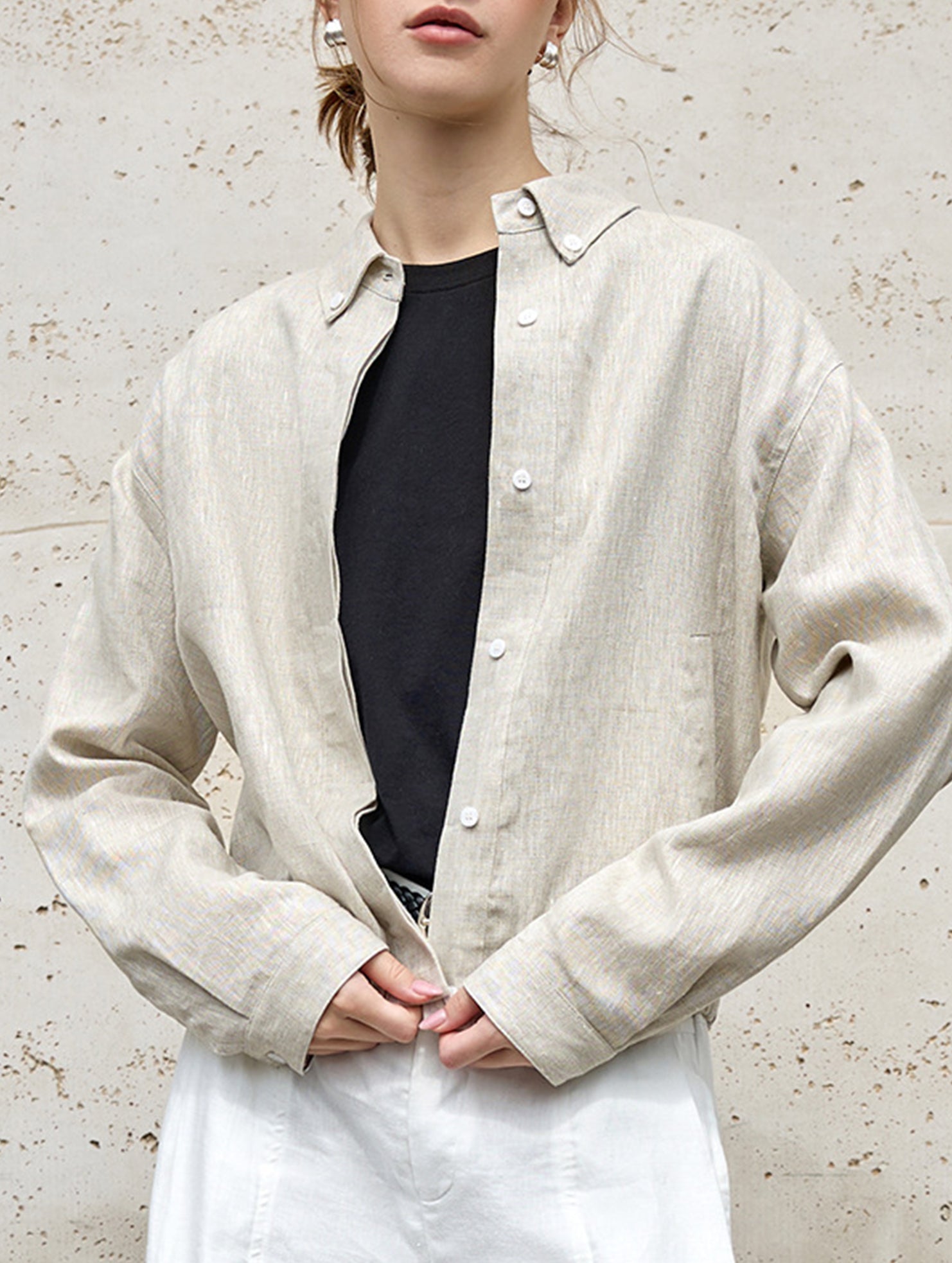 100% Linen Cropped Lapel Jacket_CWOCAL01778