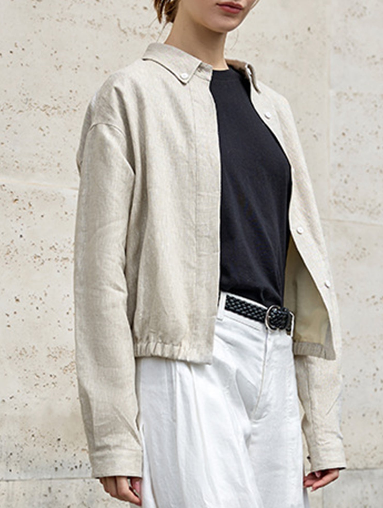 100% Linen Cropped Lapel Jacket_CWOCAL01778
