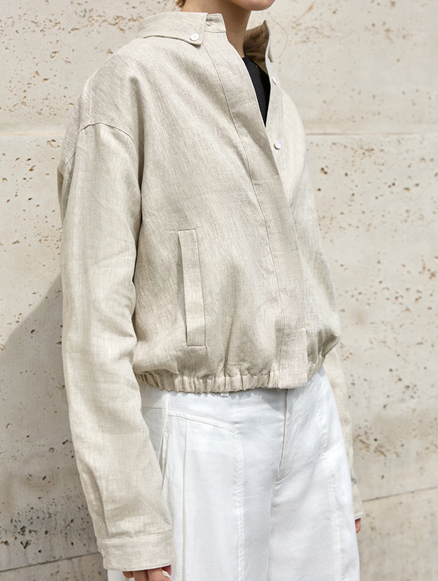 100% Linen Cropped Lapel Jacket_CWOCAL01778