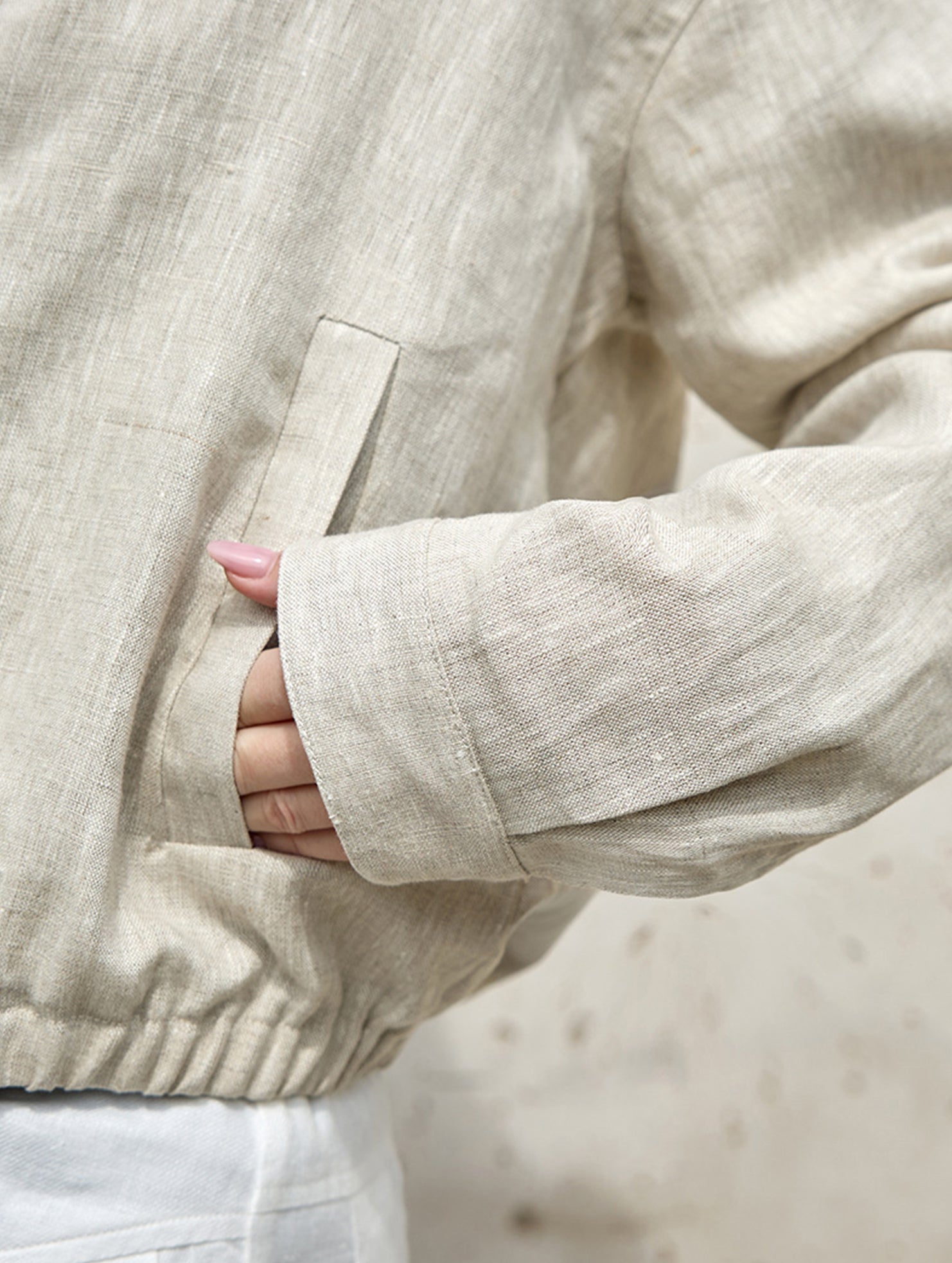 100% Linen Cropped Lapel Jacket_CWOCAL01778