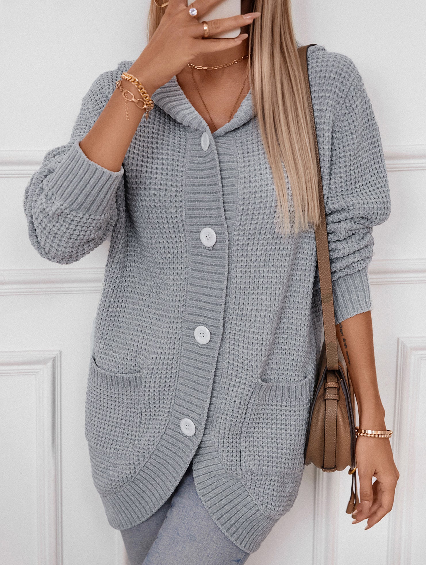 Hooded Long Knit Cardigan Button Sweater_CWOCAL01792