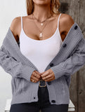 Hooded Drawstring Cable Knit Long Cardigan
