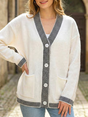 Striped Knit Cardigan with Pockets_CWOCAL01794