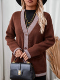 Striped Knit Cardigan with Pockets_CWOCAL01794
