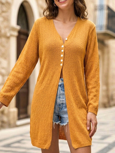 V Neck Long Sleeve Cardigan Coat_CWOCAL01813