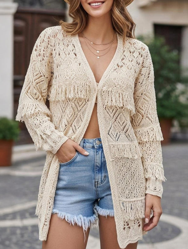 Hollow Knit Loose Cardigan