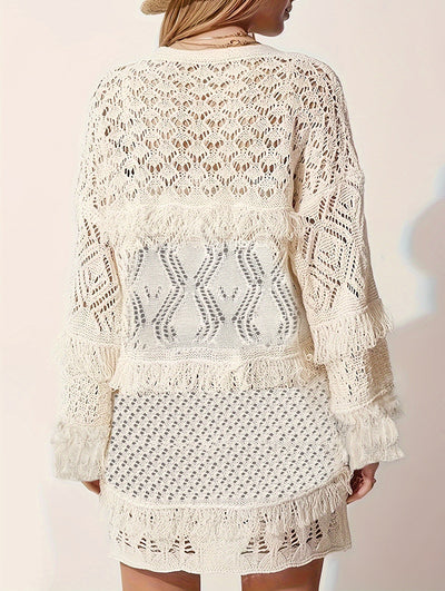 Hollow Knit Loose Cardigan