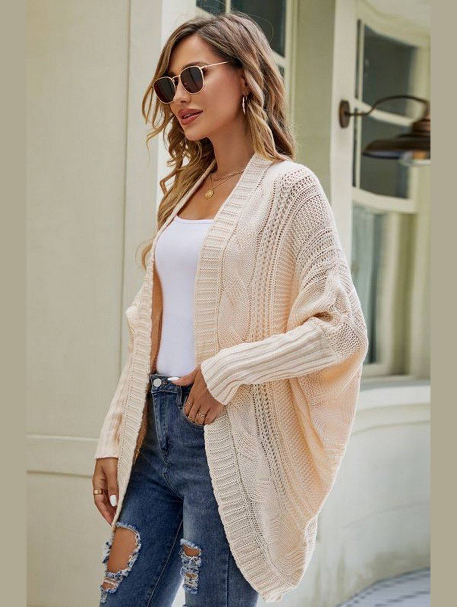 Women Chunky Knitted Solid Fall Winter Cardigan_Cwocal0292