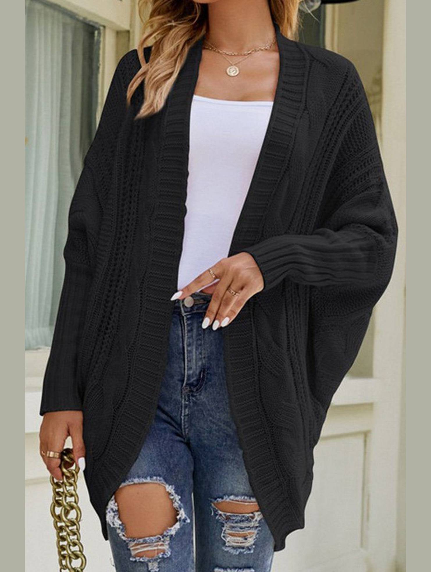 Women Chunky Knitted Solid Fall Winter Cardigan_Cwocal0292