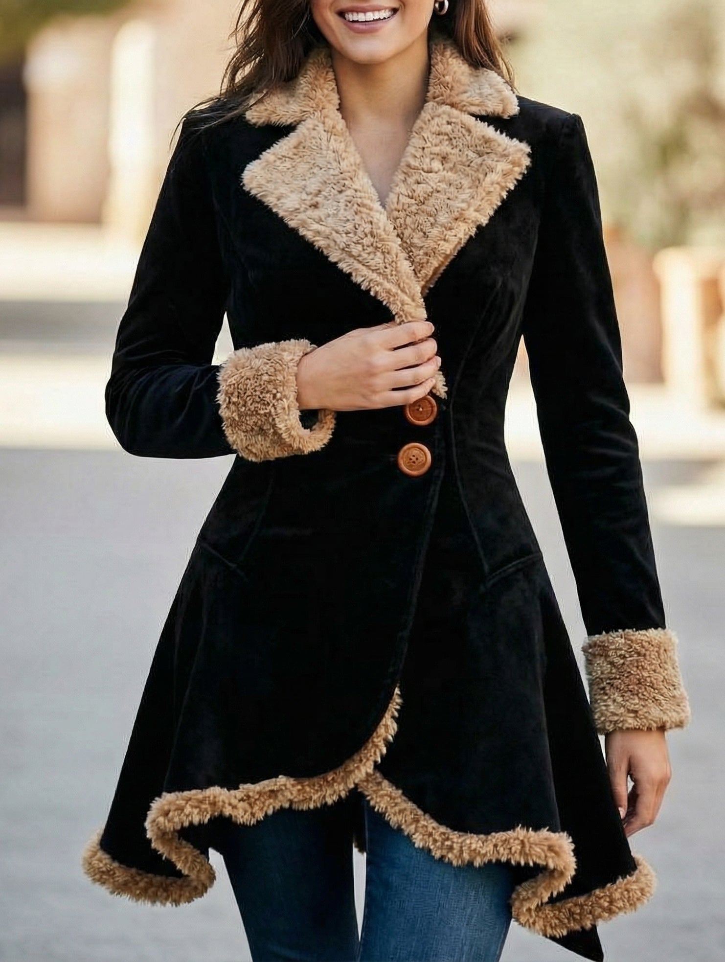 Retro-style suede lamb wool coat_CWOCO00652