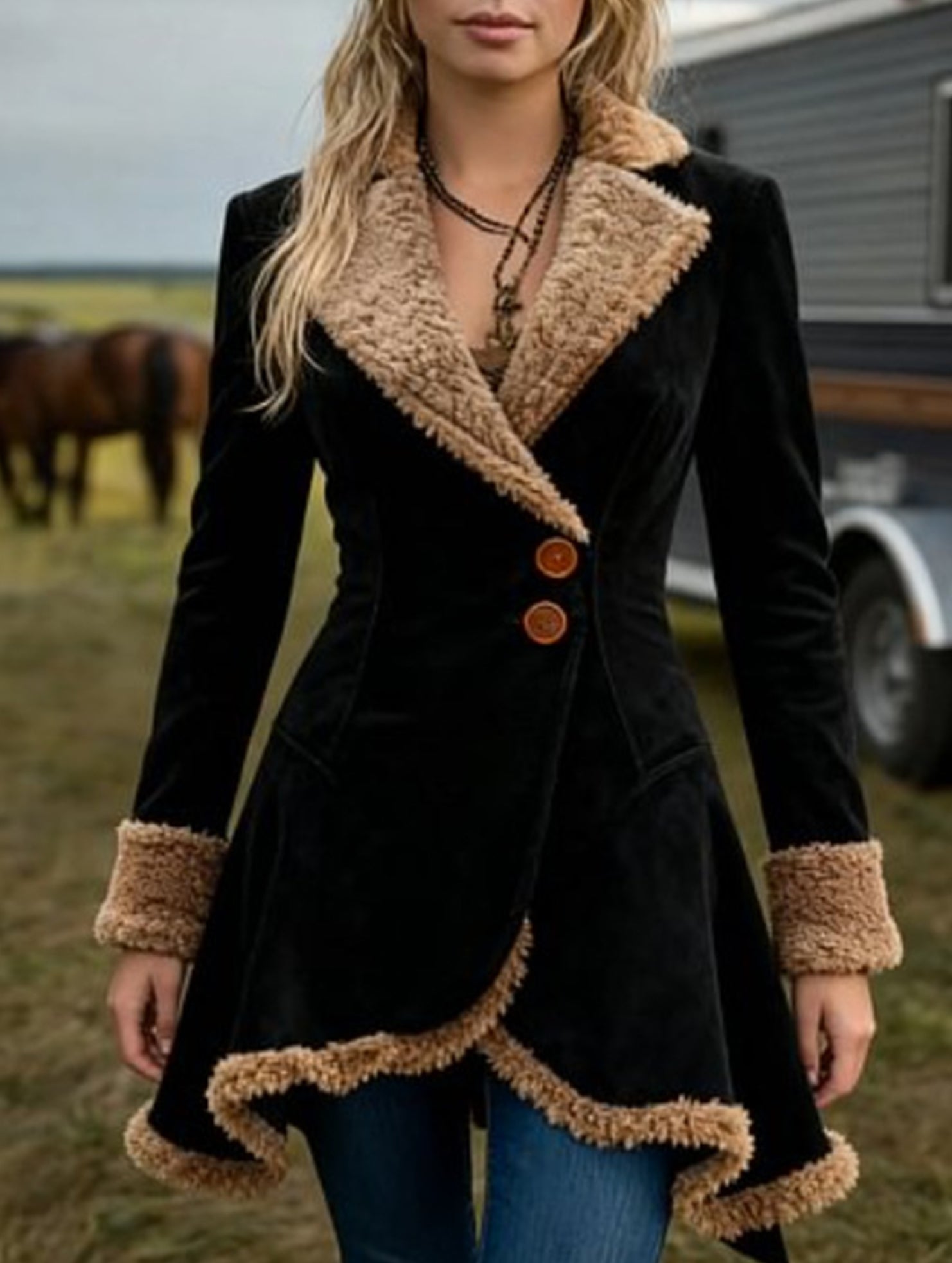 Retro-style suede lamb wool coat_CWOCO00652