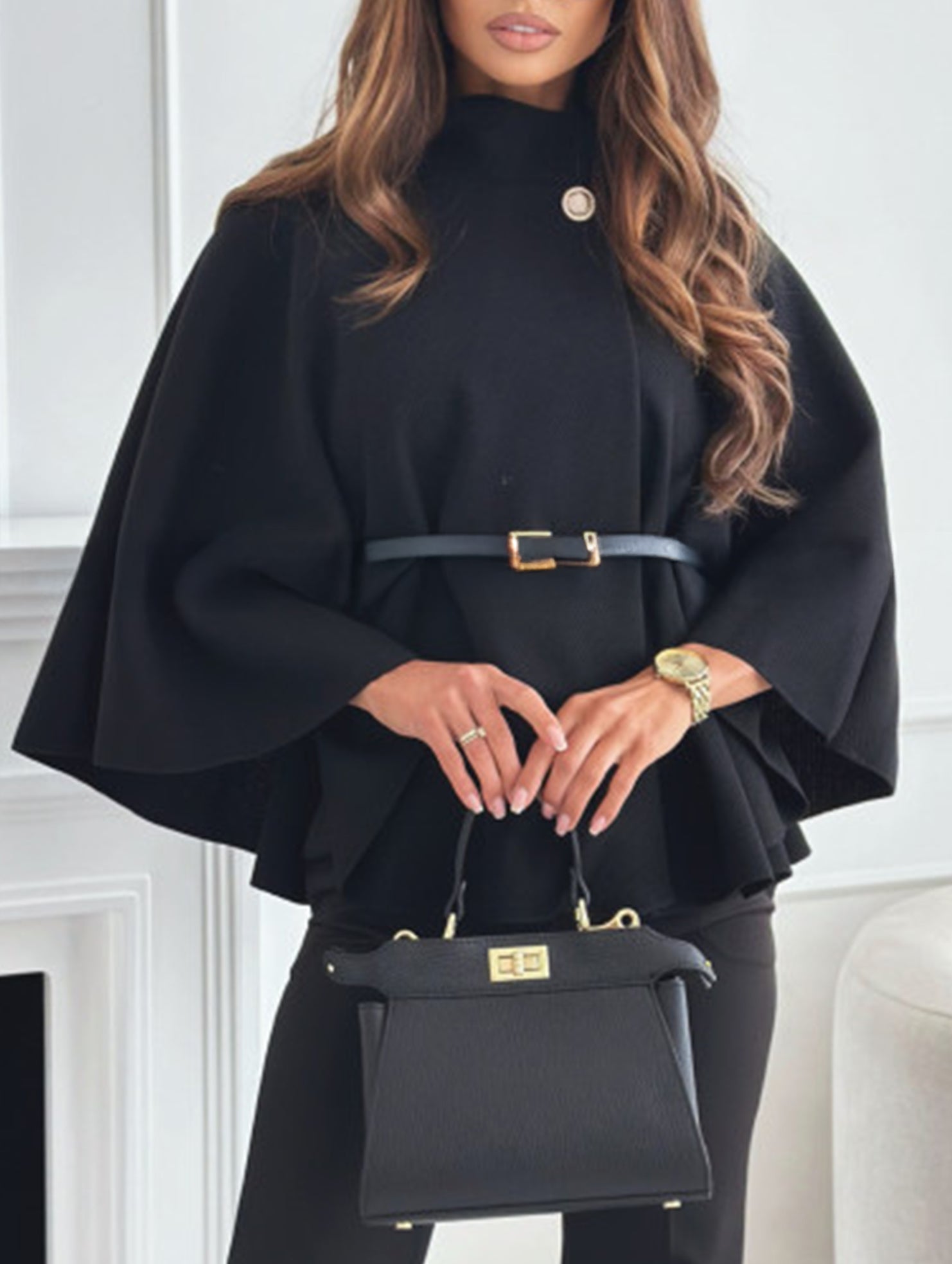 Wool Cape Coat with Waist Tie_CWOCO00654