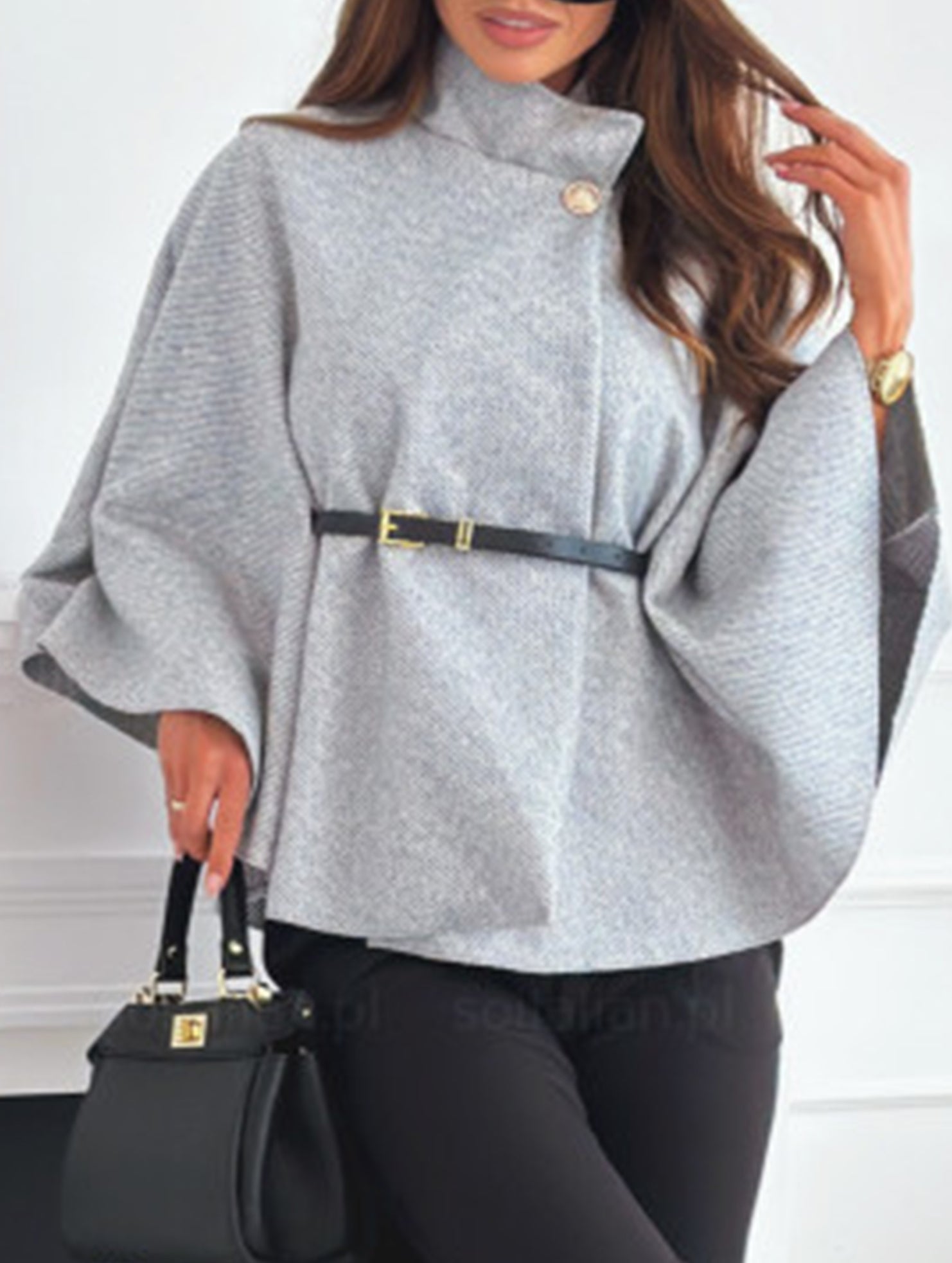 Wool Cape Coat with Waist Tie_CWOCO00654