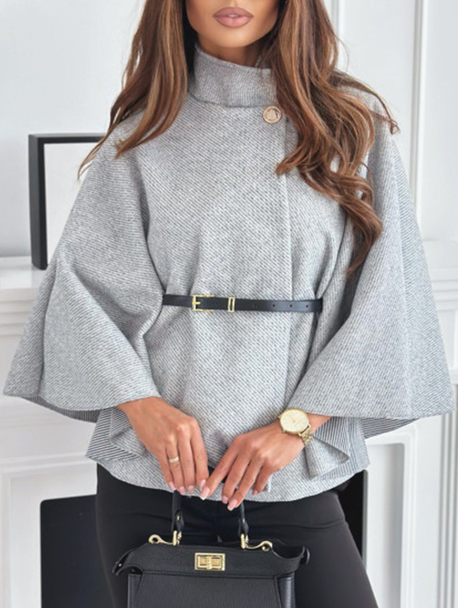 Wool Cape Coat with Waist Tie_CWOCO00654