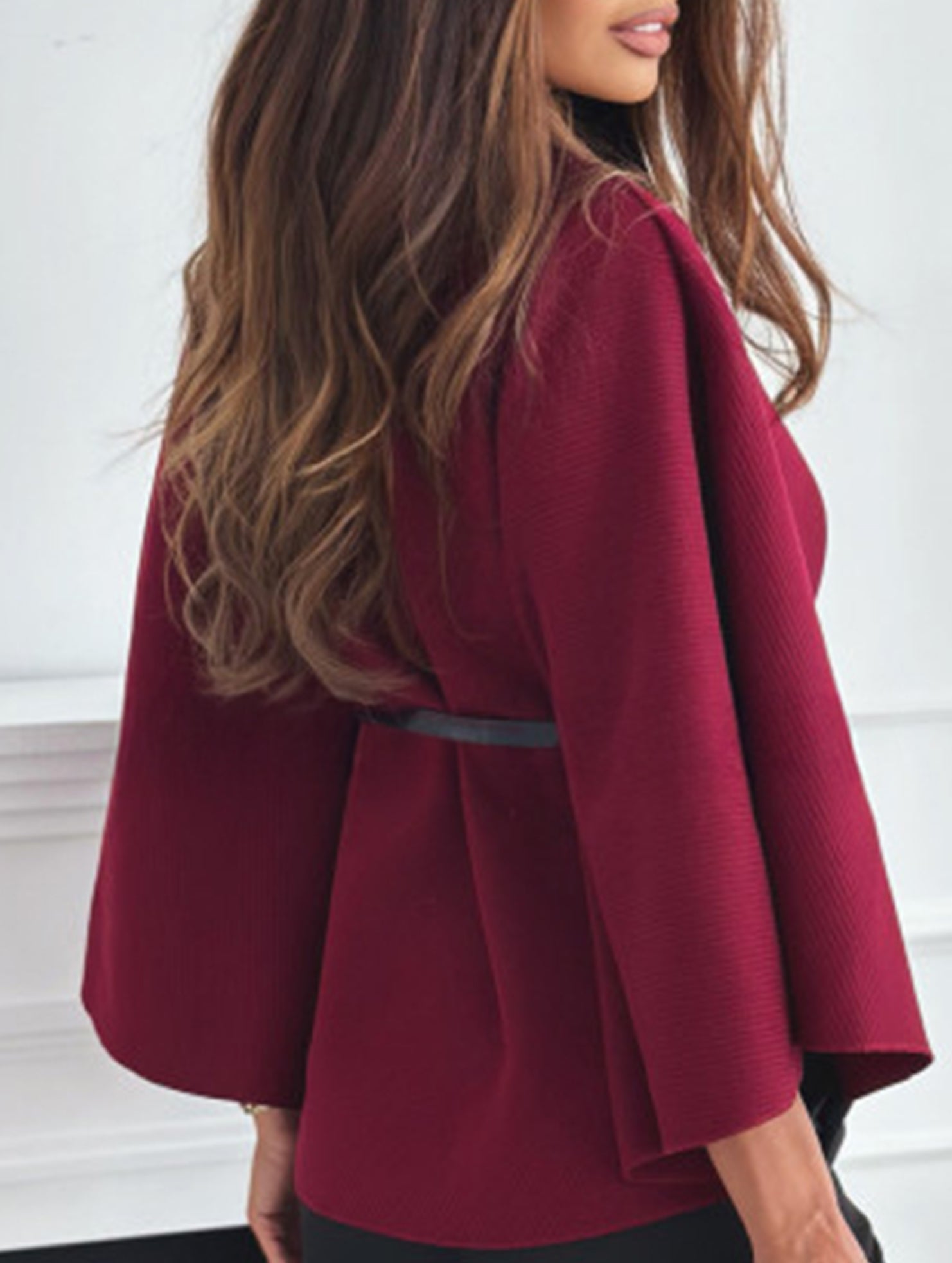 Wool Cape Coat with Waist Tie_CWOCO00654