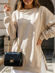 Side Zip Patchwork Pullover Sweatshirt_CWOCO00656