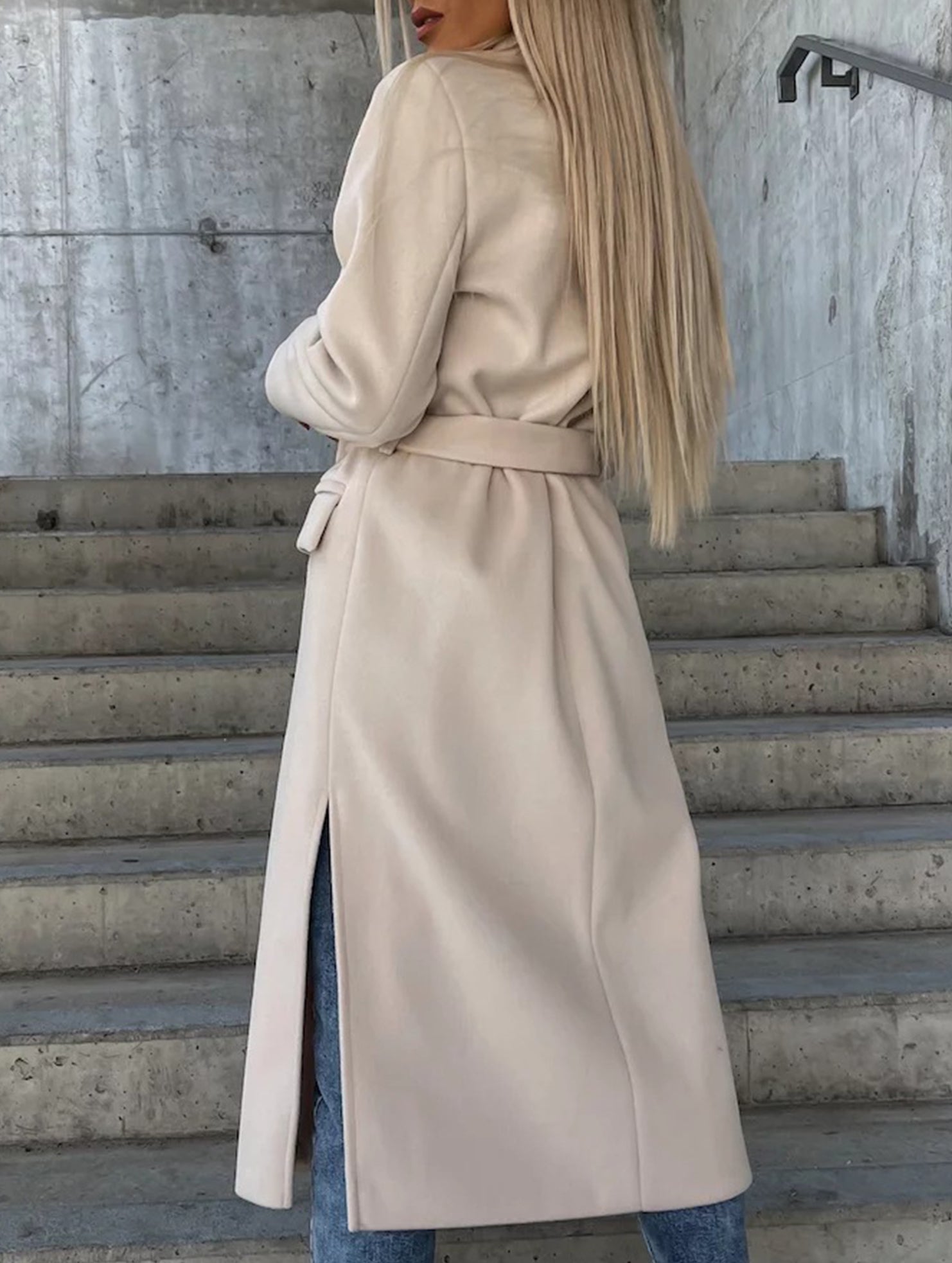Button Front Slit Wool Coat_CWOCO00657