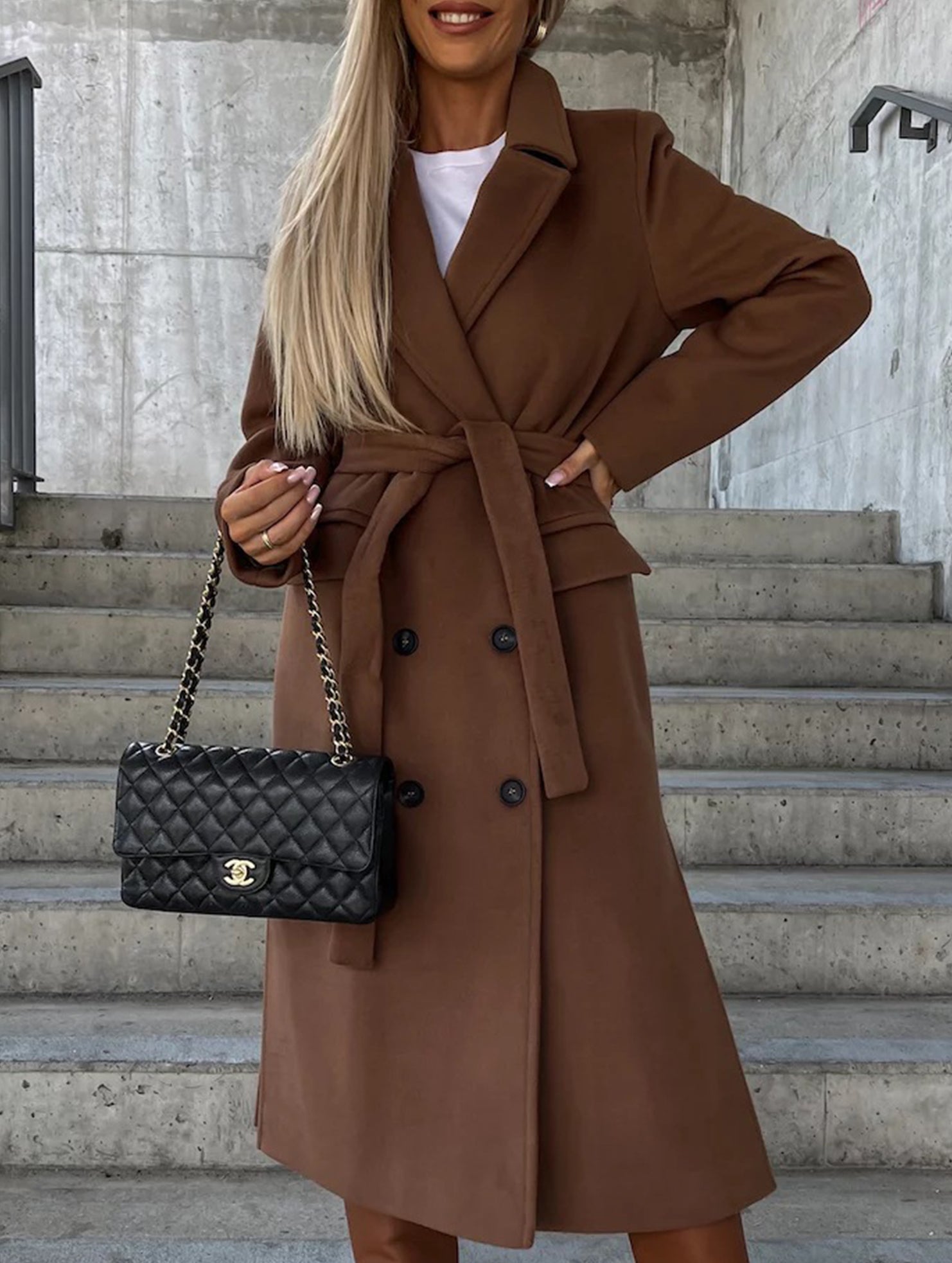 Button Front Slit Wool Coat_CWOCO00657