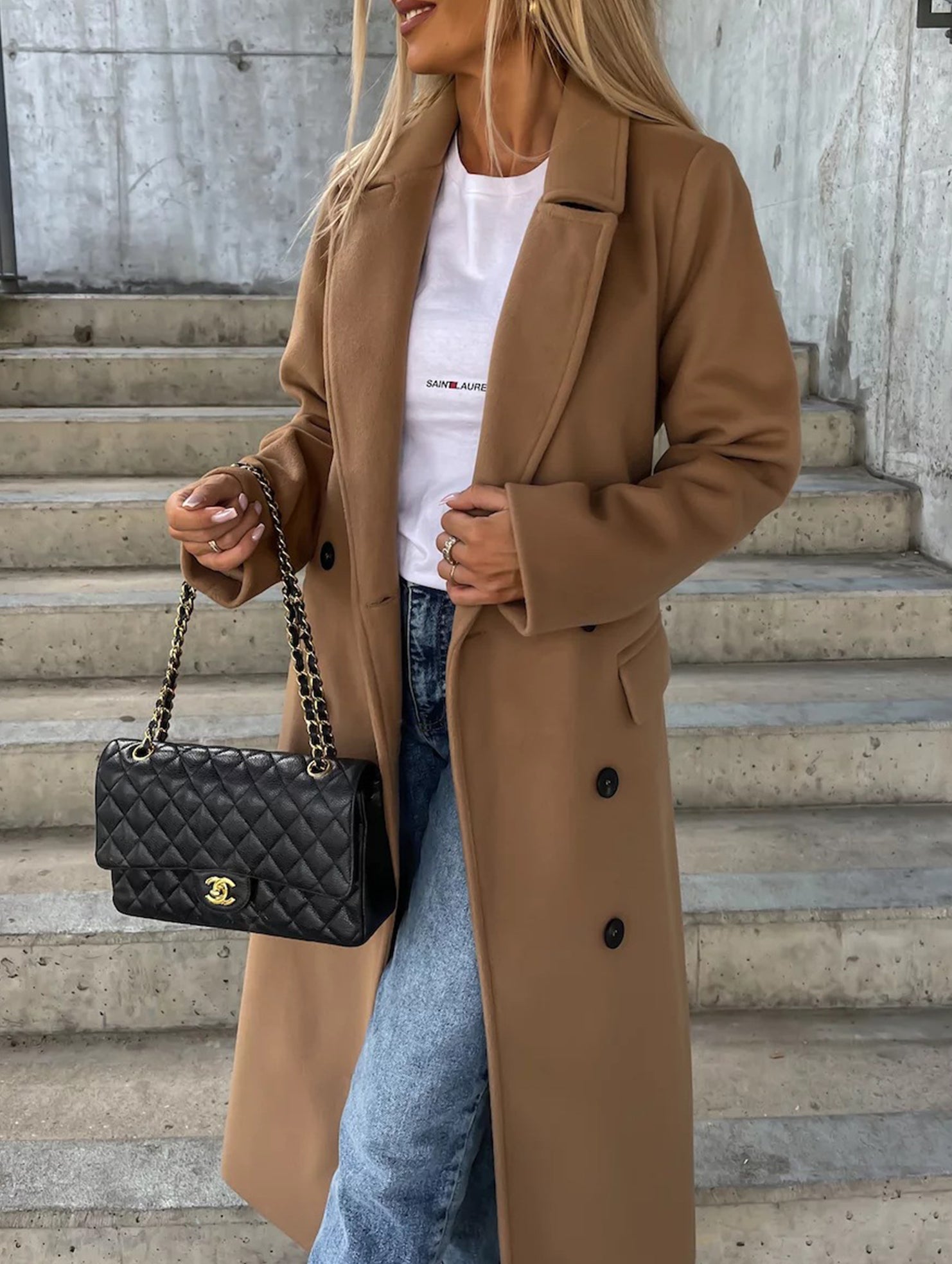 Button Front Slit Wool Coat_CWOCO00657