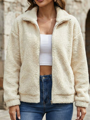 Teddy Fleece Turn Down Collar Jacket_CWOCO00664