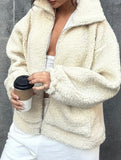 Teddy Fleece Turn Down Collar Jacket_CWOCO00664