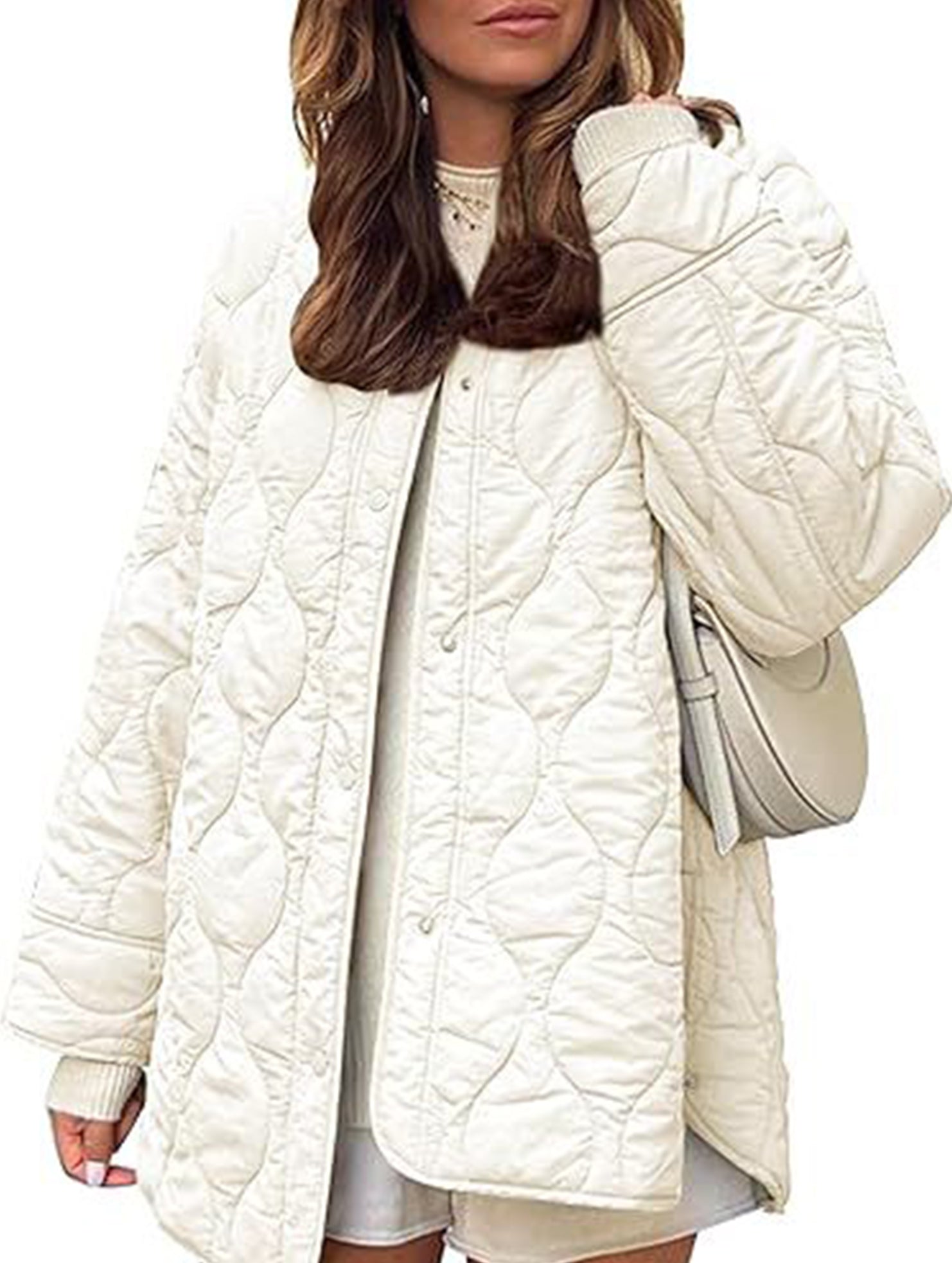 Simple solid color round neck loose cotton coat_CWOCO00703
