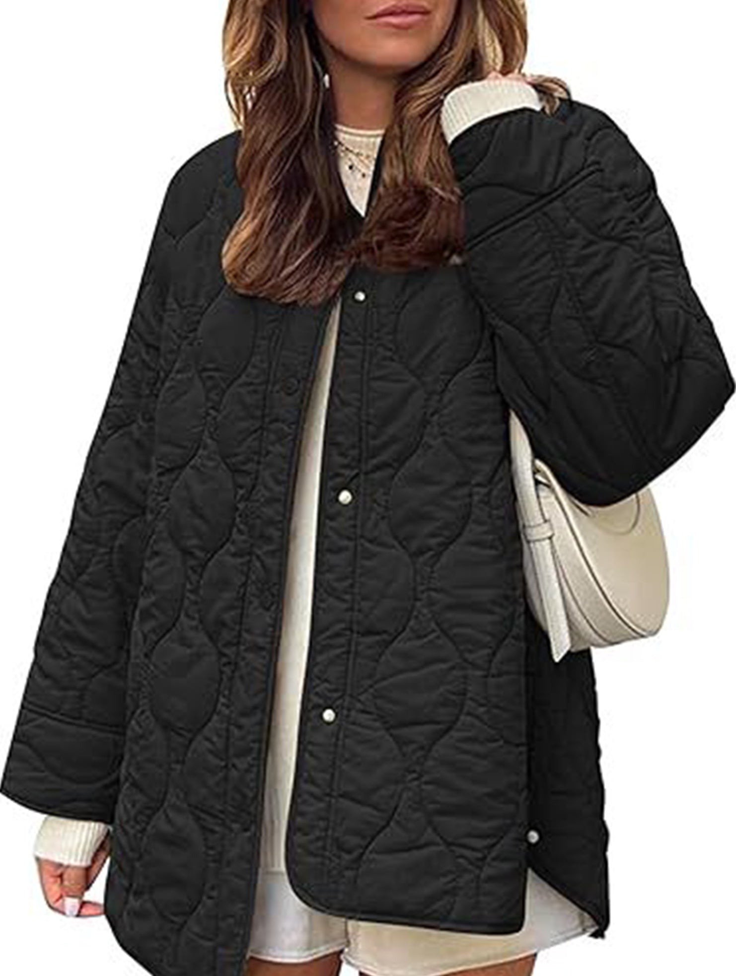 Simple solid color round neck loose cotton coat_CWOCO00703