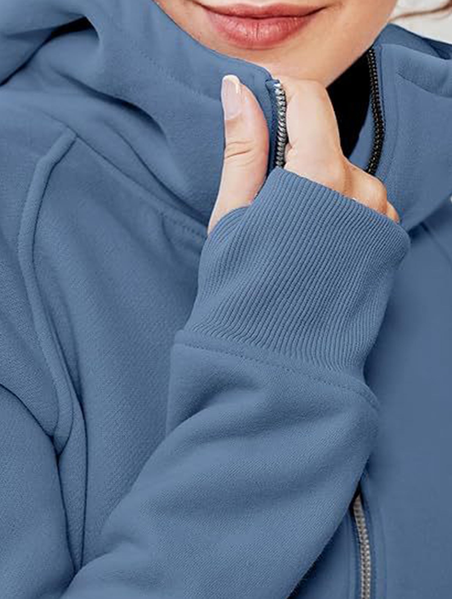 Women's Hooded Short Casual Fleece Sweatshirt_CWOCO00736
